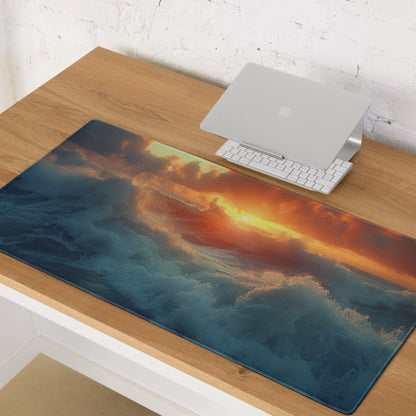Sunset Ocean Pro Gaming Mouse Pad - Gaming Mouse Pad Blue Orange Desk Modern Calm Mood Esports Decor Photo Art