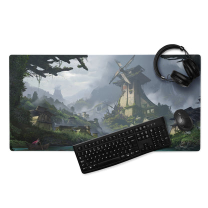 Serene Mountain Landscape Gaming Mouse Pad - Landscape Blue Green Gaming Desk Home Office Cinematic Fantasy Digital Art