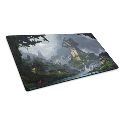 Serene Mountain Landscape Gaming Mouse Pad - Landscape Blue Green Gaming Desk Home Office Cinematic Fantasy Digital Art