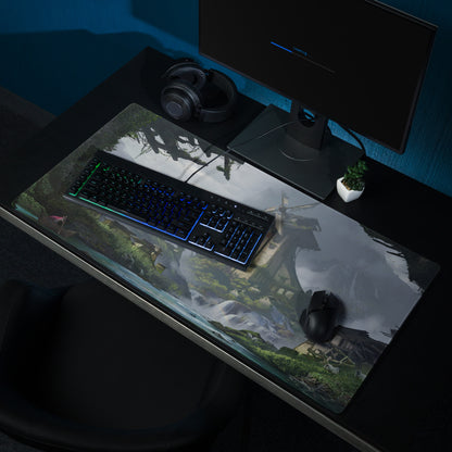 Serene Mountain Landscape Gaming Mouse Pad - Landscape Blue Green Gaming Desk Home Office Cinematic Fantasy Digital Art