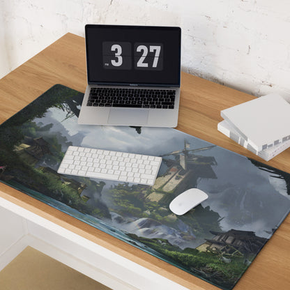 Serene Mountain Landscape Gaming Mouse Pad - Landscape Blue Green Gaming Desk Home Office Cinematic Fantasy Digital Art
