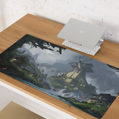 Serene Mountain Landscape Gaming Mouse Pad - Landscape Blue Green Gaming Desk Home Office Cinematic Fantasy Digital Art