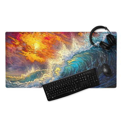 Vibrant Pixel Art Abstract Rainbow Mouse Pad - Gaming Mouse Pad Rainbow Abstract Desk Energetic Vibrant Tech Chic Digital Art