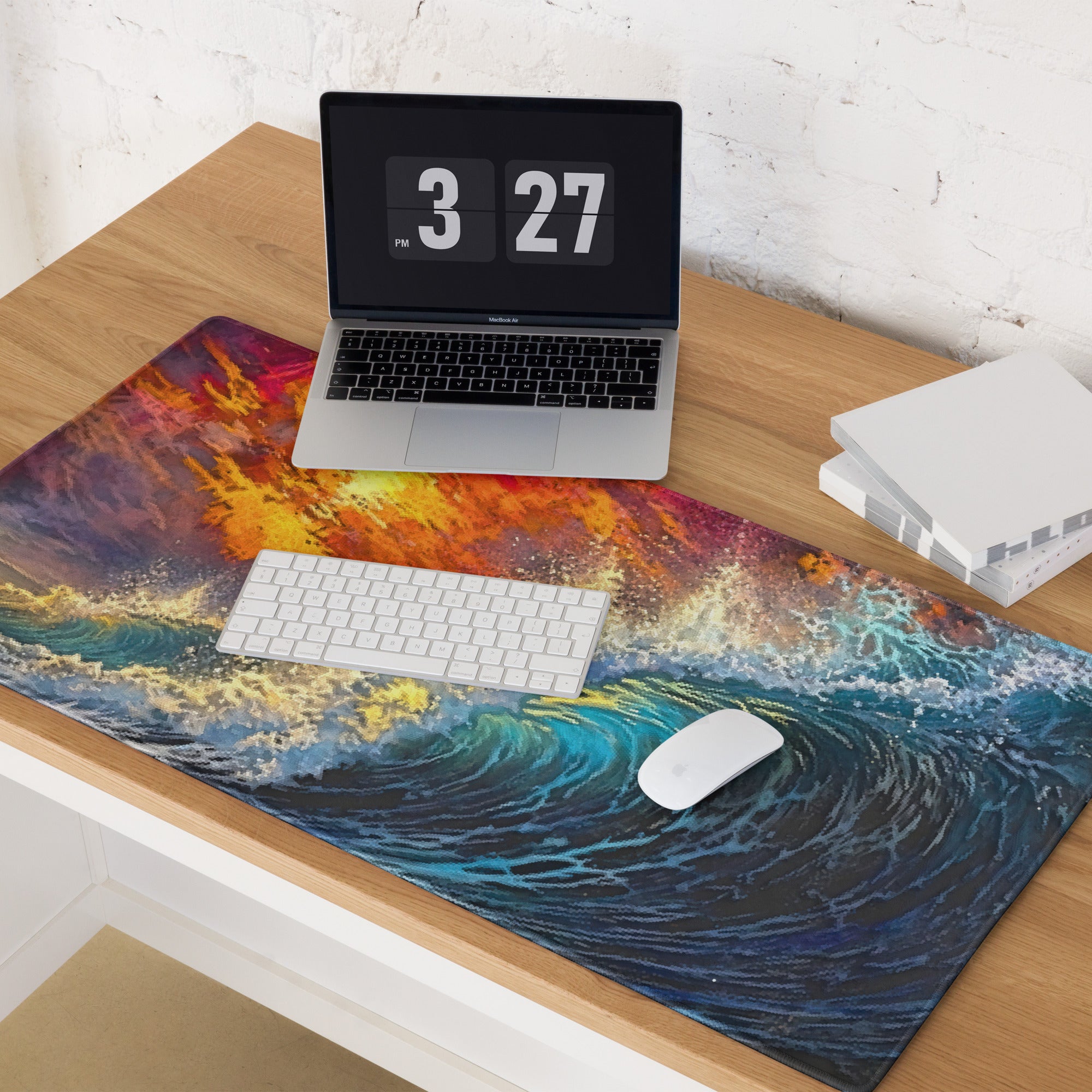 Vibrant Pixel Art Abstract Rainbow Mouse Pad - Gaming Mouse Pad Rainbow Abstract Desk Energetic Vibrant Tech Chic Digital Art