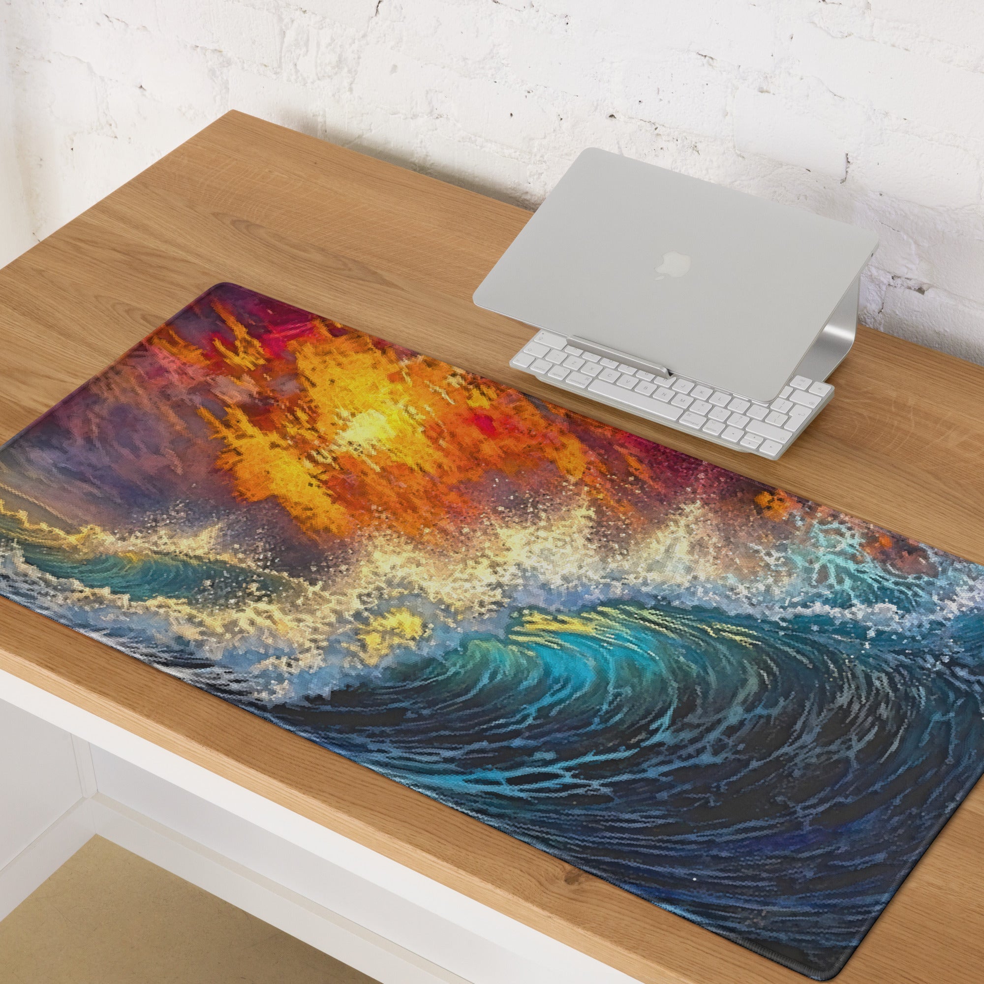Vibrant Pixel Art Abstract Rainbow Mouse Pad - Gaming Mouse Pad Rainbow Abstract Desk Energetic Vibrant Tech Chic Digital Art