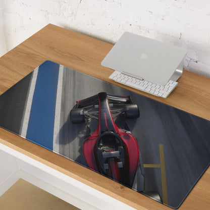 Racing Car Wide Gaming Mouse Pad - Racing Car Blue Black Gray Gaming Desk Dynamic Tech Office Racing Mouse Pad