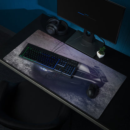 Night Racer Gaming Mouse Pad - Sports Car Black Purple Desk Mat For Gaming Sleek Futuristic Cyberpunk Photography