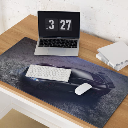 Night Racer Gaming Mouse Pad - Sports Car Black Purple Desk Mat For Gaming Sleek Futuristic Cyberpunk Photography