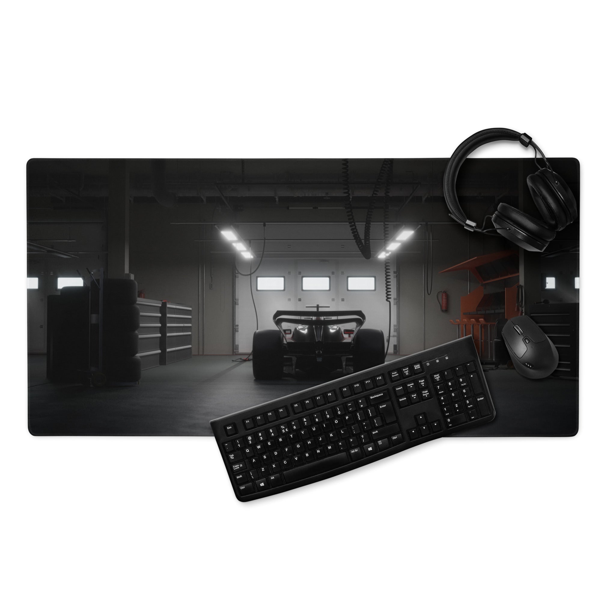 Racecar Black Gaming Mouse Pad - Racecar Black Gaming Modern Intense Industrial Large Non Slip Edge Stitch Photo Print
