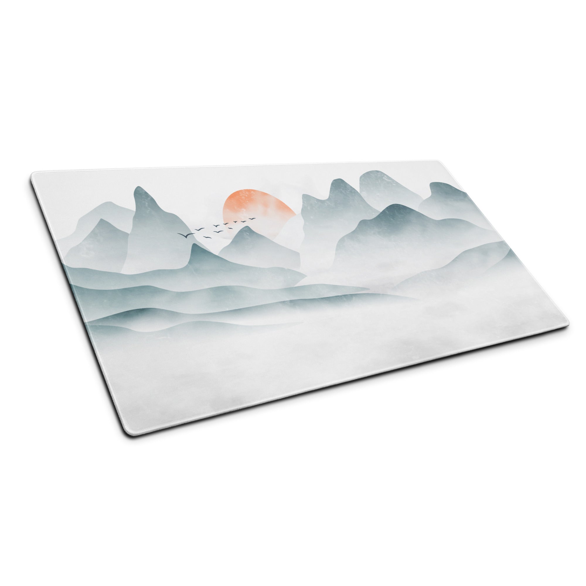 Calm Mountain Sunrise Mouse Pad - Mountain Landscape Blue Aqua Desk Setup Watercolor - Calm Modern Office Decor Gaming Desk Accessory Watercolor
