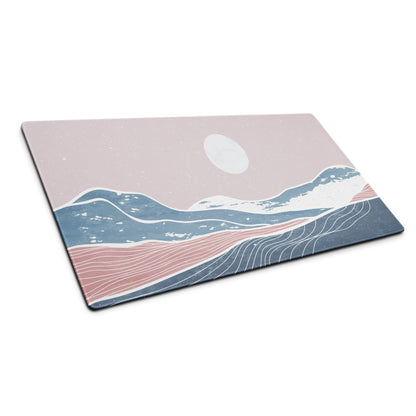 Pastel Ocean Wave Desk Pad - Gaming Mouse Pad Pink Blue Pastel Desk Setup Minimalist Ocean Wave Digital Art