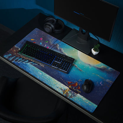 Dreamy Nightscape Painterly Mouse Pad - Mouse Pad Blue Sunset Desk Setup Dreamy Modern Office Desk Mat Oil Canvas