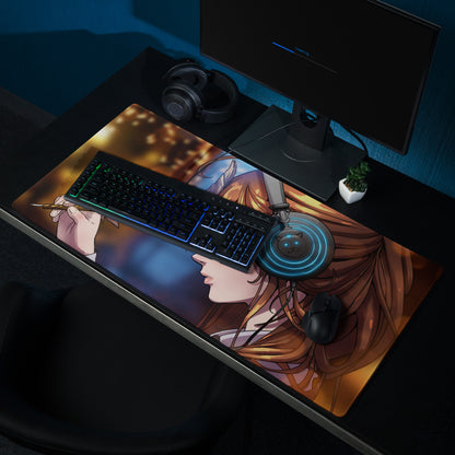Vivid Anime Archer Mouse Pad - Anime Archer Girl Blue Gaming Desk Art Energetic Mood, Modern Gaming Decor