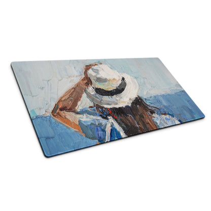 Mountain Dawn Abstract Canvas - Mountain Landscape Blue White Teal Brown Desk Gaming Setup Impasto Oil Serene Desk Mood