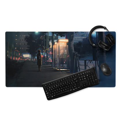 Neon Night City Street Mouse Pad - Night City Neon Blue Purple Desk Pad Cyberpunk - Moody Urban Esports Digital