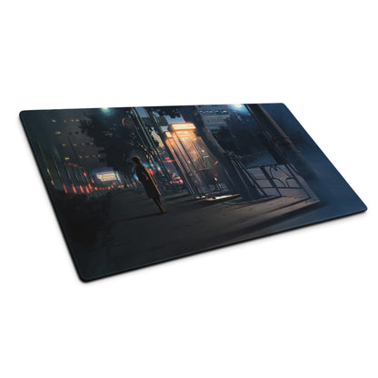 Neon Night City Street Mouse Pad - Night City Neon Blue Purple Desk Pad Cyberpunk - Moody Urban Esports Digital