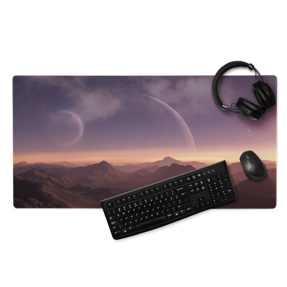 Cosmic Sunset Large Gaming Mouse Pad - Gaming Mouse Pad Purple Orange Desk Modern - Dreamy Minimalist Space Digital Art