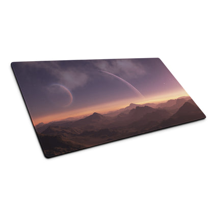 Cosmic Sunset Large Gaming Mouse Pad - Gaming Mouse Pad Purple Orange Desk Modern - Dreamy Minimalist Space Digital Art