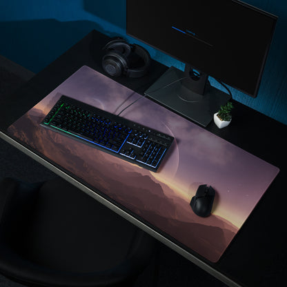 Cosmic Sunset Large Gaming Mouse Pad - Gaming Mouse Pad Purple Orange Desk Modern - Dreamy Minimalist Space Digital Art
