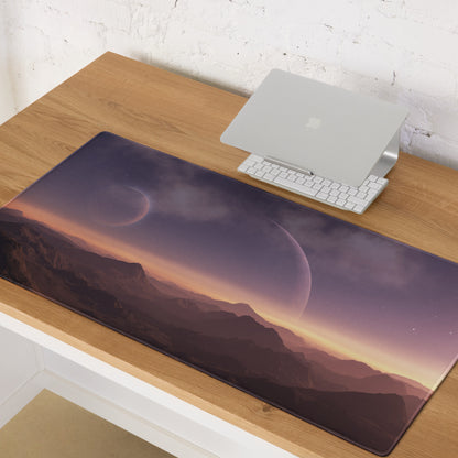 Cosmic Sunset Large Gaming Mouse Pad - Gaming Mouse Pad Purple Orange Desk Modern - Dreamy Minimalist Space Digital Art