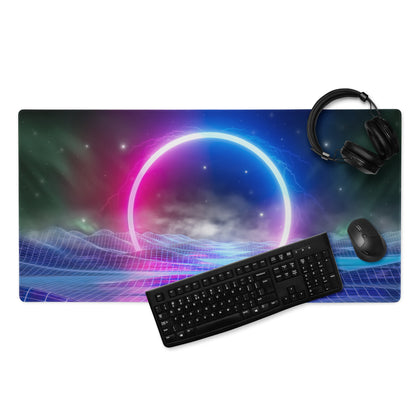 Neon Orbit Grid Pad - Mouse Pad Neon Pink Purple Gaming Desk Futuristic Cyberpunk Vibrant Mood Esports Art