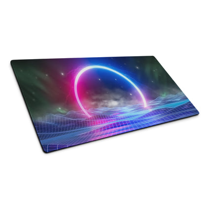 Neon Orbit Grid Pad - Mouse Pad Neon Pink Purple Gaming Desk Futuristic Cyberpunk Vibrant Mood Esports Art