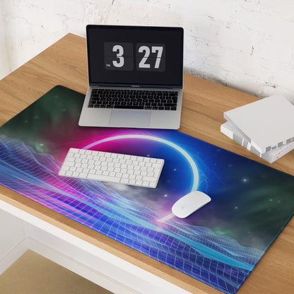 Neon Orbit Grid Pad - Mouse Pad Neon Pink Purple Gaming Desk Futuristic Cyberpunk Vibrant Mood Esports Art