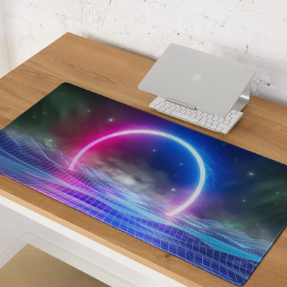 Neon Orbit Grid Pad - Mouse Pad Neon Pink Purple Gaming Desk Futuristic Cyberpunk Vibrant Mood Esports Art