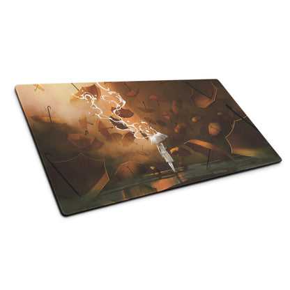 Storm Umbrella Nightfall Desk Pad - Mouse Pad Brown Orange Gradient For Gaming Dreamy Mood Surreal Esports Gift Digital