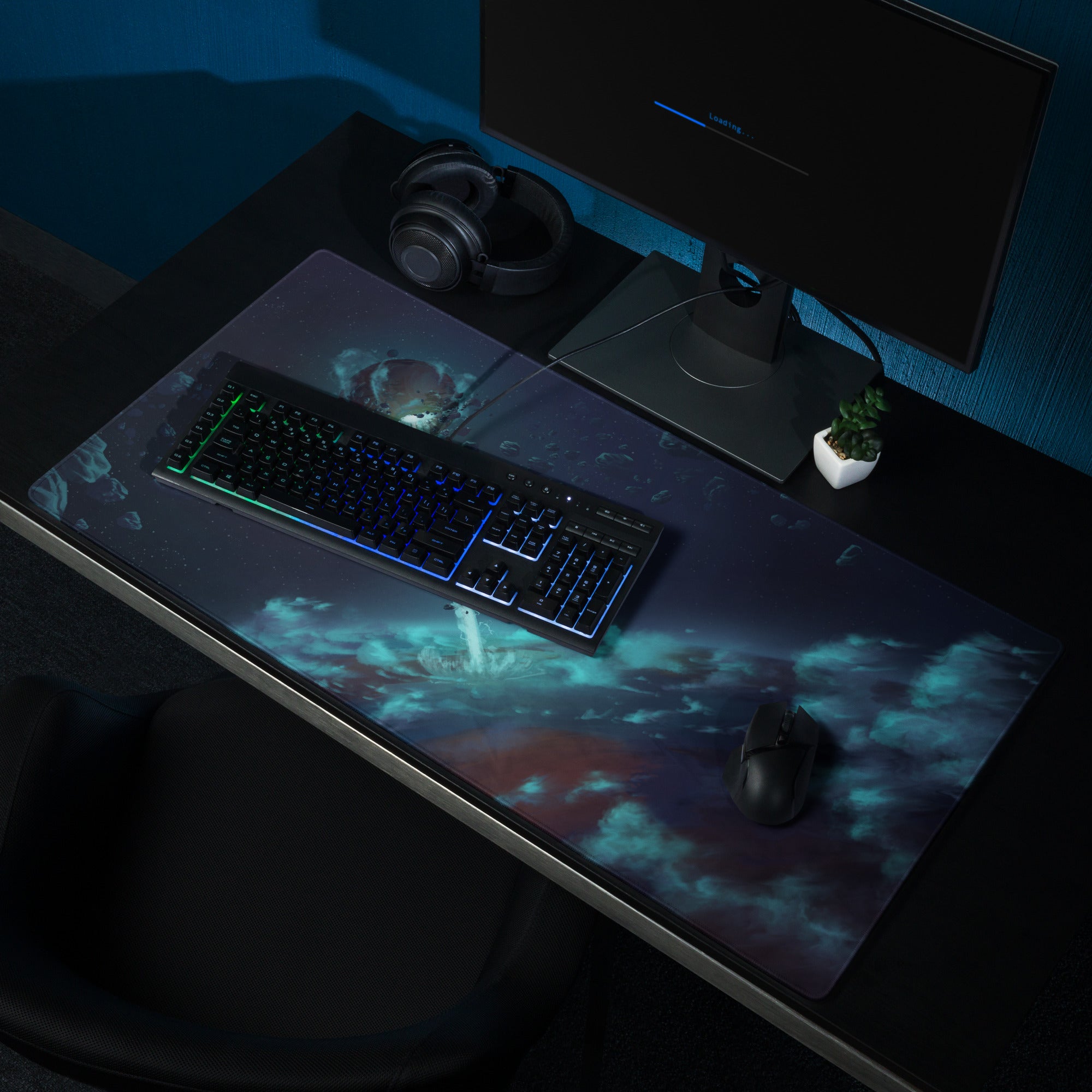 Cosmic Space Gaming Mouse Pad - Space Themed Mouse Pad Deep Blue Gaming Desk Modern Cosmic Mood Futuristic
