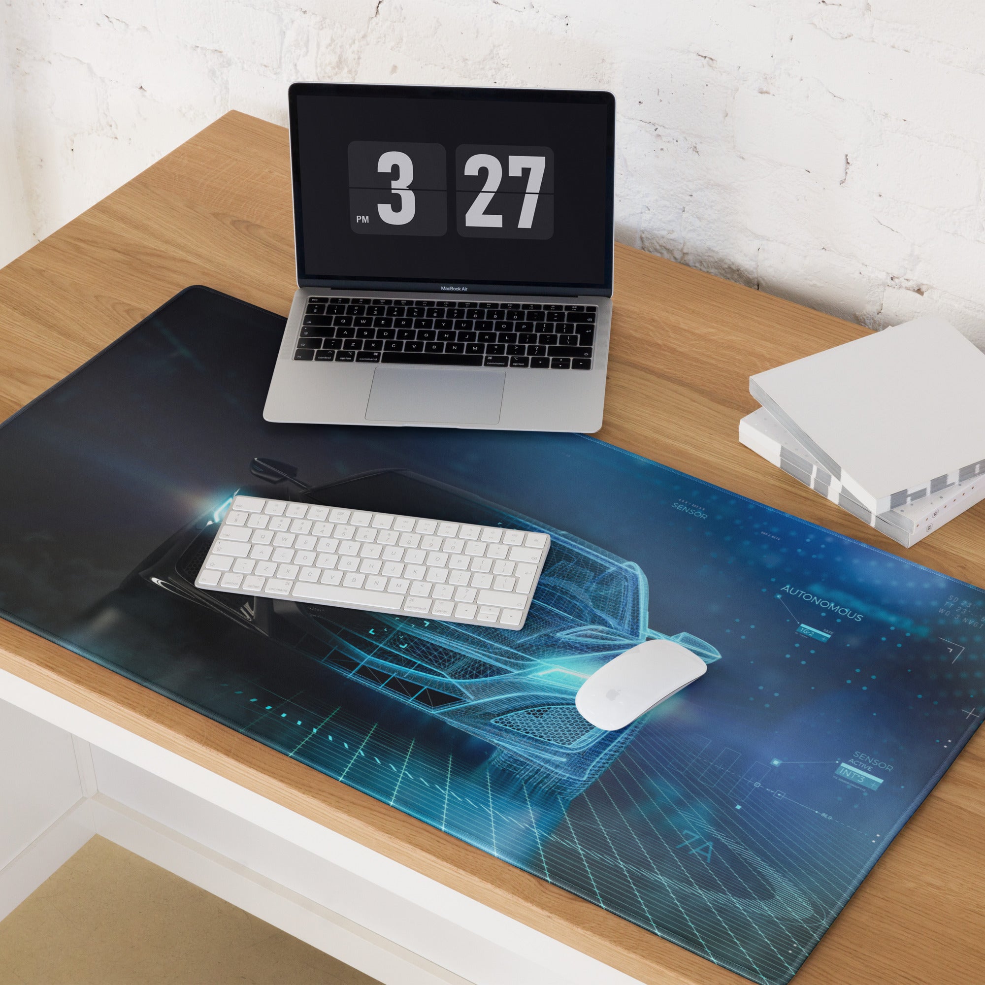 Hypertech Gaming Mouse Pad - Gaming Mouse Pad Blue Desk Futuristic Tech Mood Cyberpunk Office Decor Digital Art
