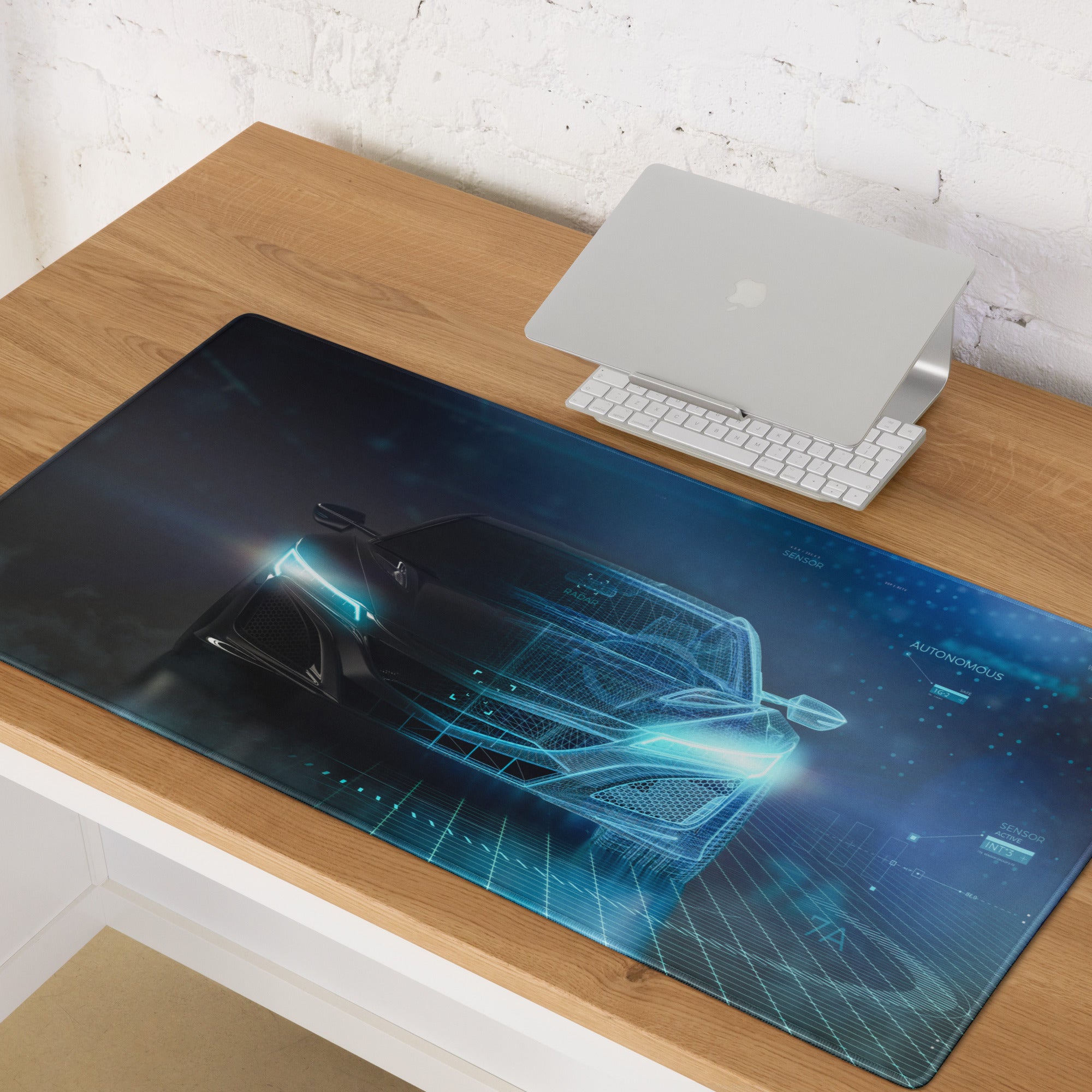 Hypertech Gaming Mouse Pad - Gaming Mouse Pad Blue Desk Futuristic Tech Mood Cyberpunk Office Decor Digital Art