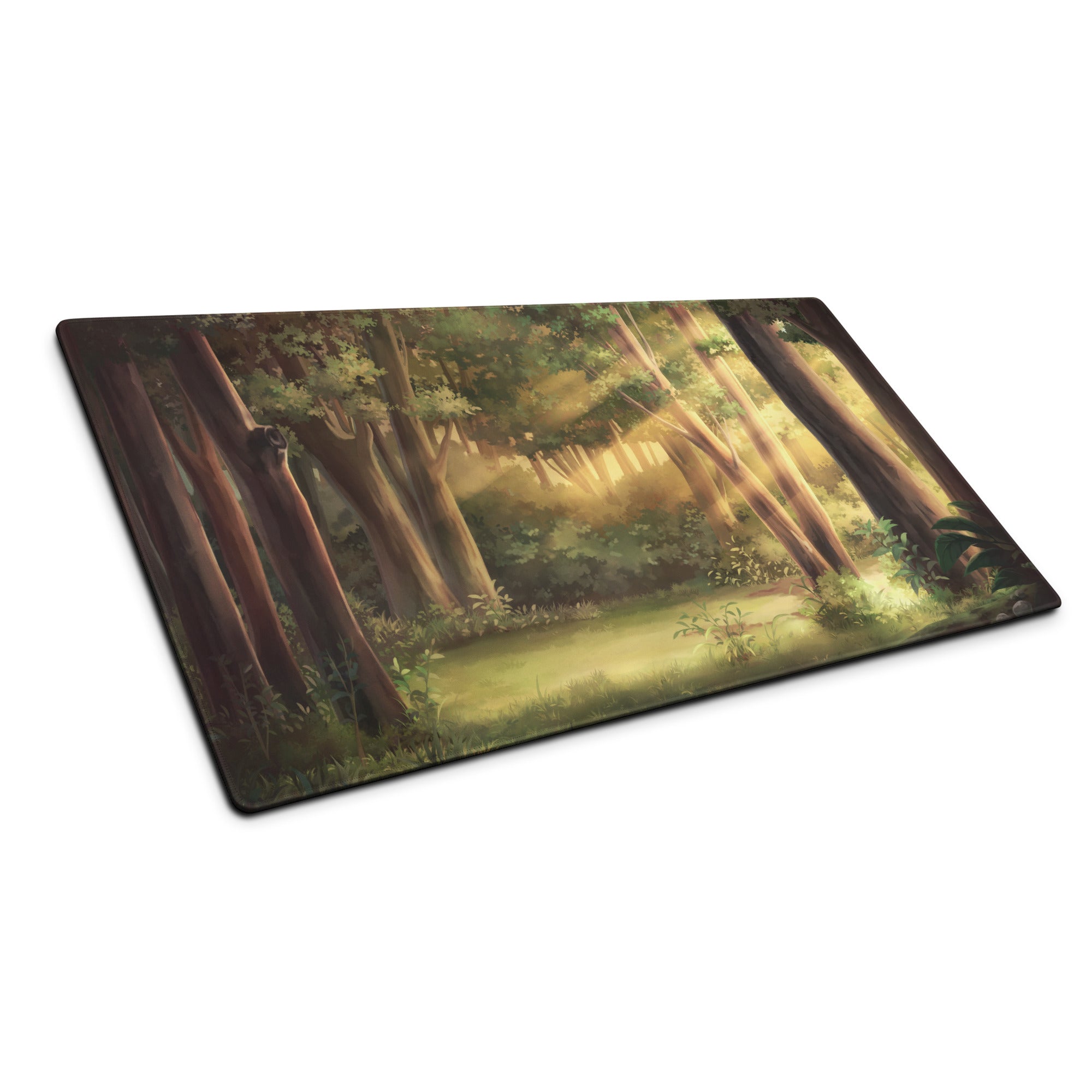 Forest Dawn Gaming Mouse Pad - Forest Scene Green Brown Desk Painterly Calm Natural Woodland Desk Mat Digital
