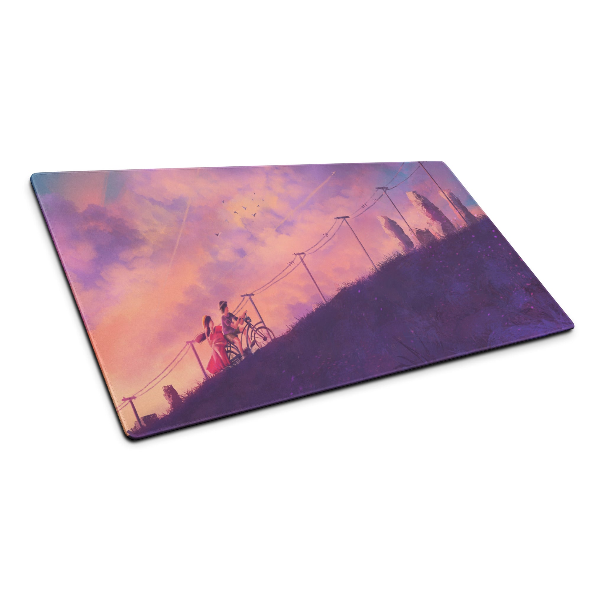 Pastel Sunset Path Mouse Pad - Mouse Pad Purple Pink Gradient Desk Setup Dreamy Modern Gaming Desk Digital Print