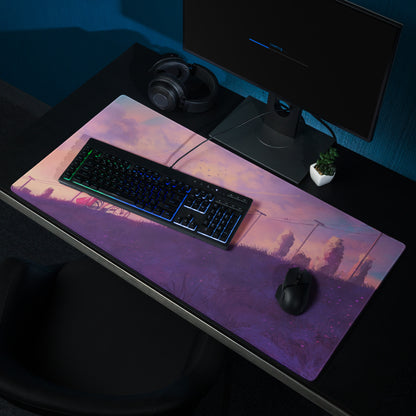 Pastel Sunset Path Mouse Pad - Mouse Pad Purple Pink Gradient Desk Setup Dreamy Modern Gaming Desk Digital Print