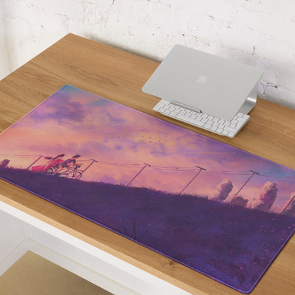 Pastel Sunset Path Mouse Pad - Mouse Pad Purple Pink Gradient Desk Setup Dreamy Modern Gaming Desk Digital Print
