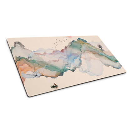 Pastel Mountain Dream Desk Pad - Mountain Landscape Mouse Pad Pastel Teal Serene Minimalist Office Desk Watercolor