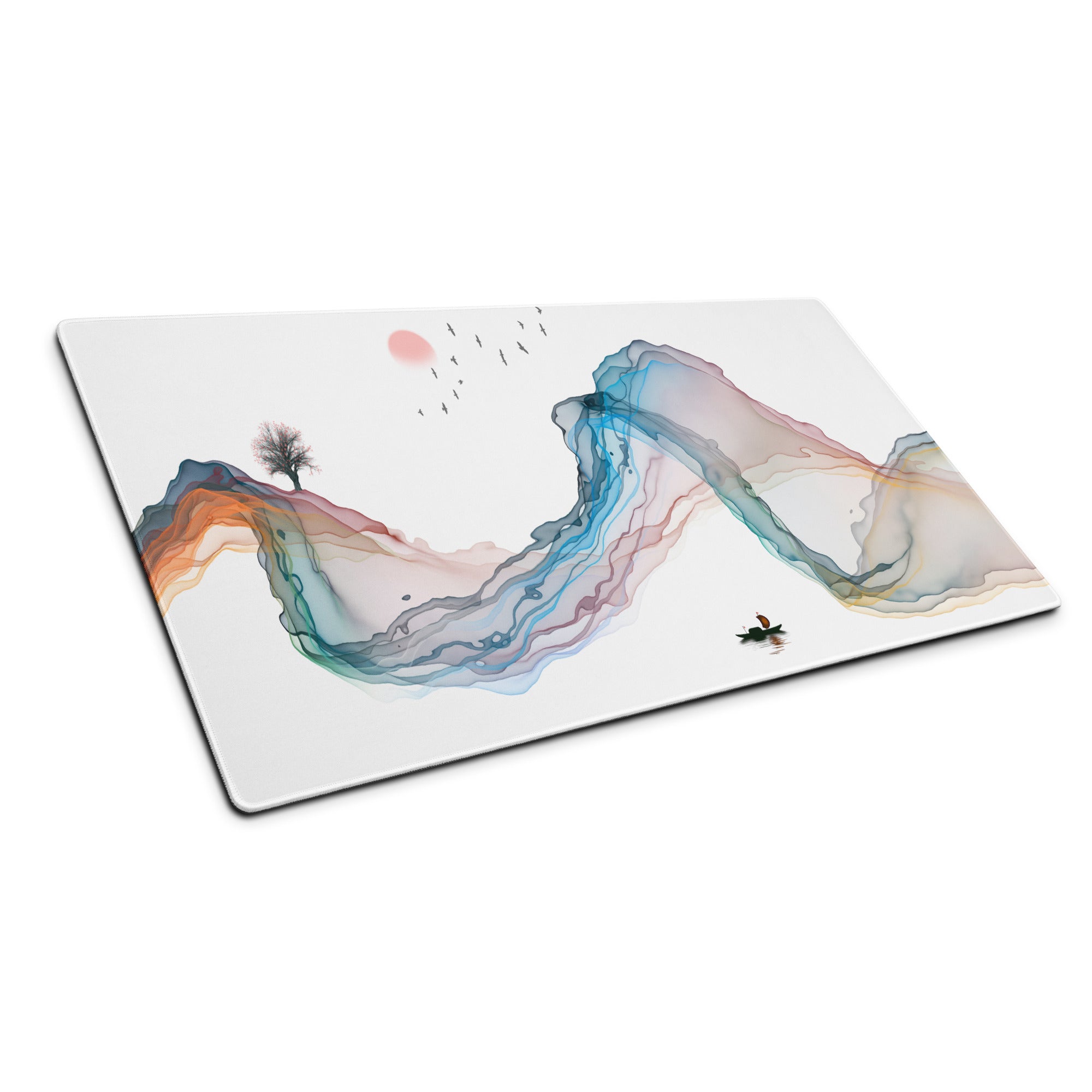 Aurora Mist Abstract Gaming Mouse Pad - Gaming Mouse Pad Multicolor Abstract Desk Mat For PC Setup Modern Minimalist