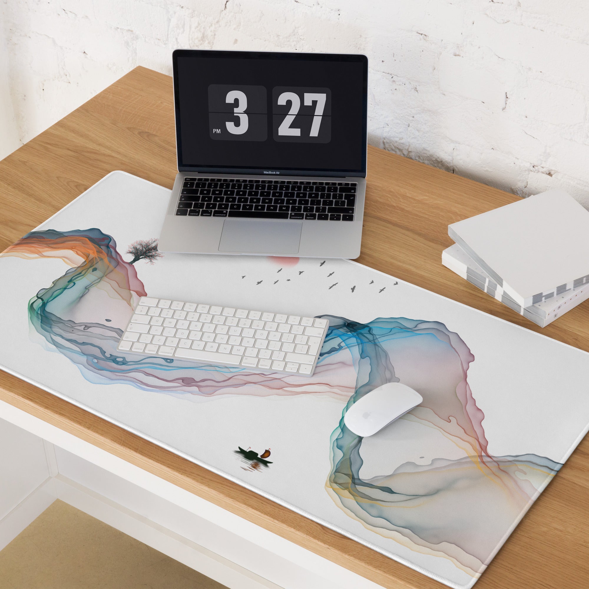 Aurora Mist Abstract Gaming Mouse Pad - Gaming Mouse Pad Multicolor Abstract Desk Mat For PC Setup Modern Minimalist
