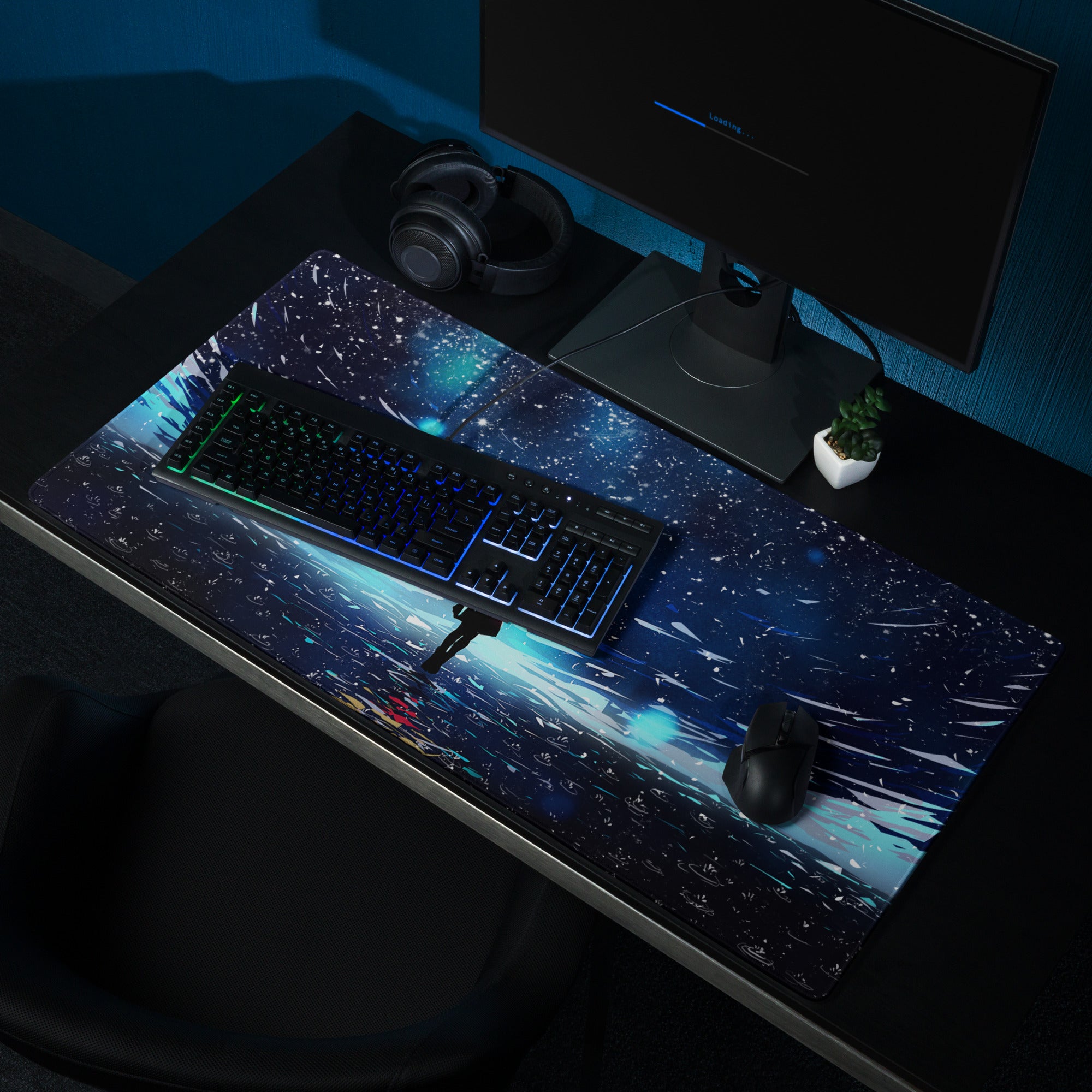 Cosmic Night Sky Gaming Mouse Pad - Mouse Pad Blue Black Desktop Space Epic Atmospheric Space Decor Desk Mat Digital Art