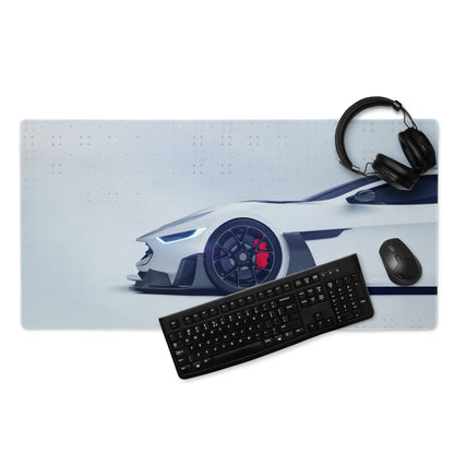 Velocity Car Themed Pad - Car White Silver Desk Modern Sleek Futuristic Minimalist High-Tech Esports Setup Photo