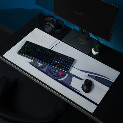 Velocity Car Themed Pad - Car White Silver Desk Modern Sleek Futuristic Minimalist High-Tech Esports Setup Photo