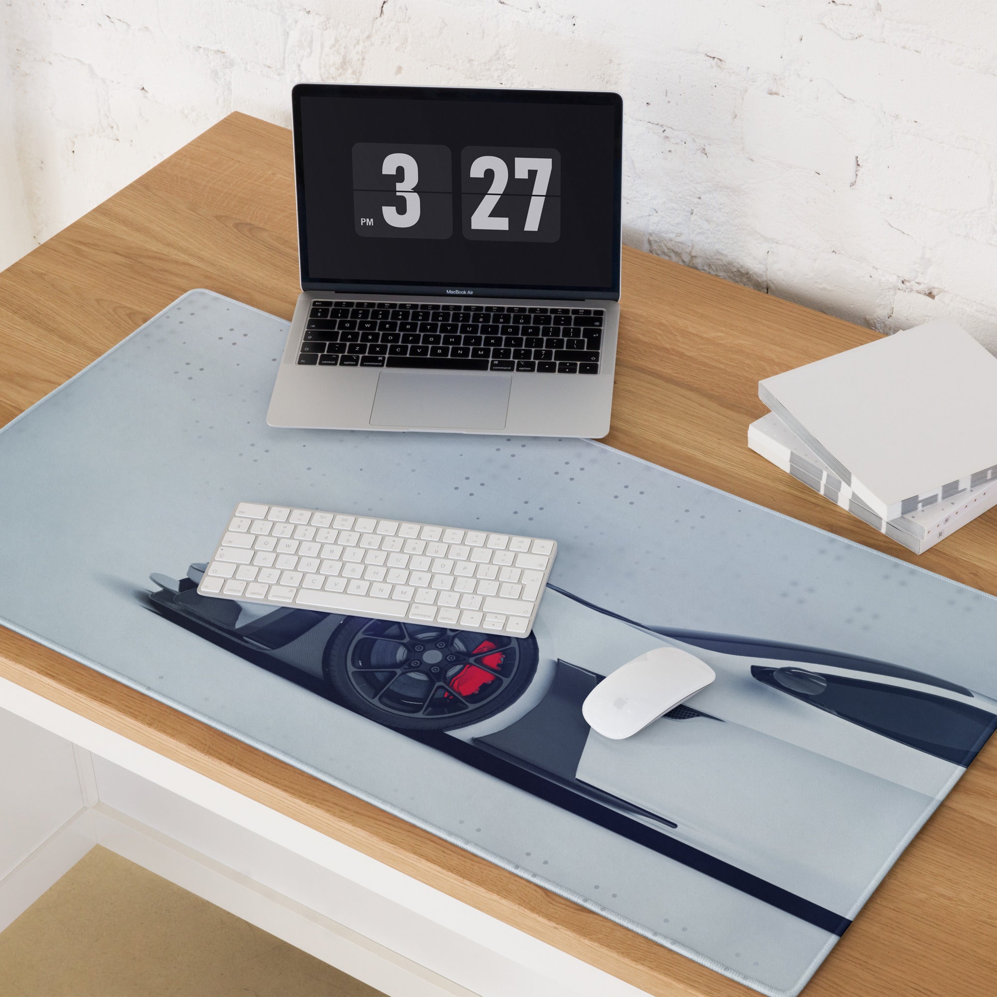 Velocity Car Themed Pad - Car White Silver Desk Modern Sleek Futuristic Minimalist High-Tech Esports Setup Photo