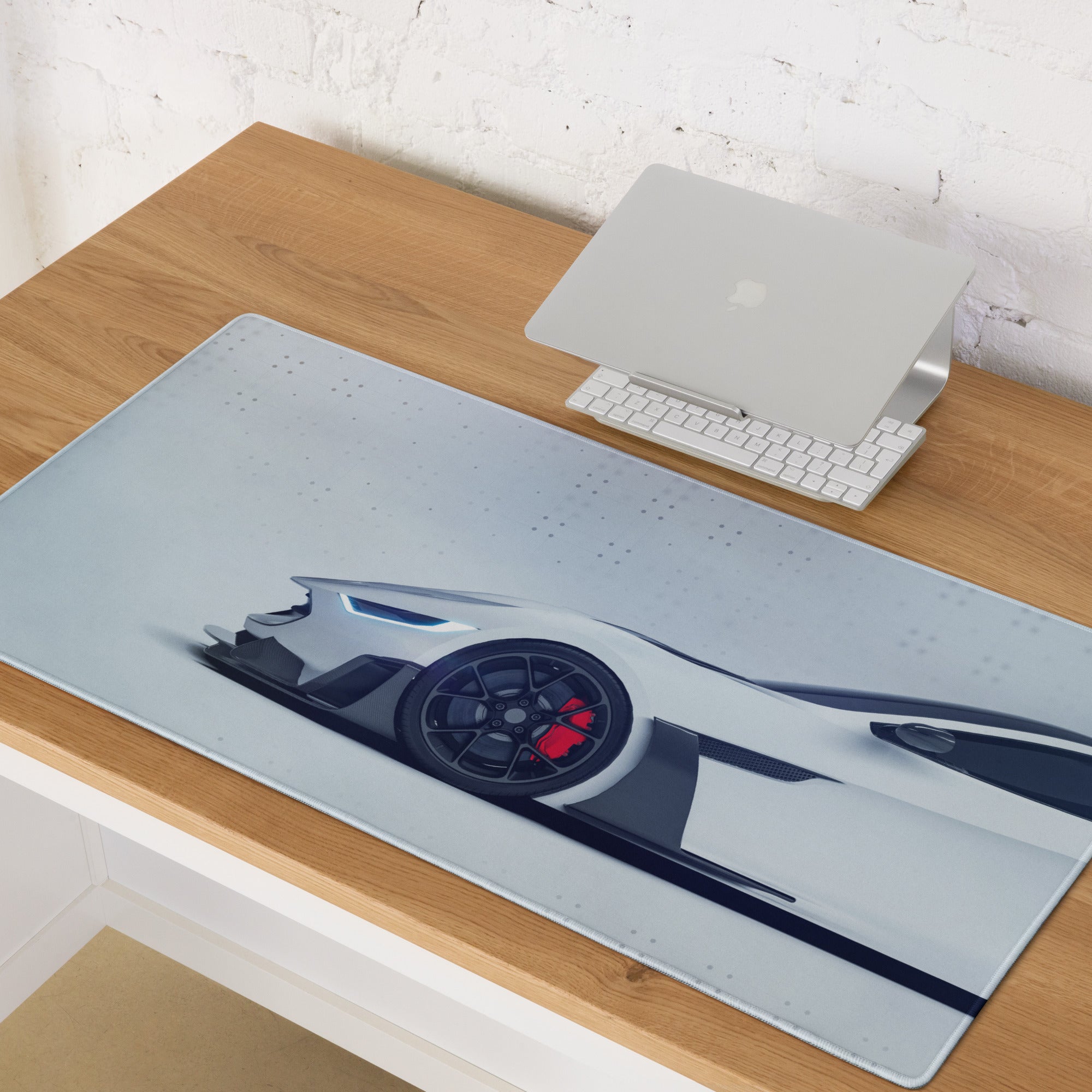 Velocity Car Themed Pad - Car White Silver Desk Modern Sleek Futuristic Minimalist High-Tech Esports Setup Photo