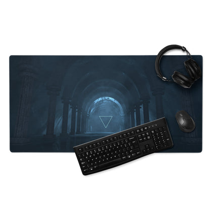 Midnight Blue Neon Geometry Mouse Pad - Gaming Mouse Pad Blue Neon Futuristic Moody Neon Tech Decor Cyberpunk