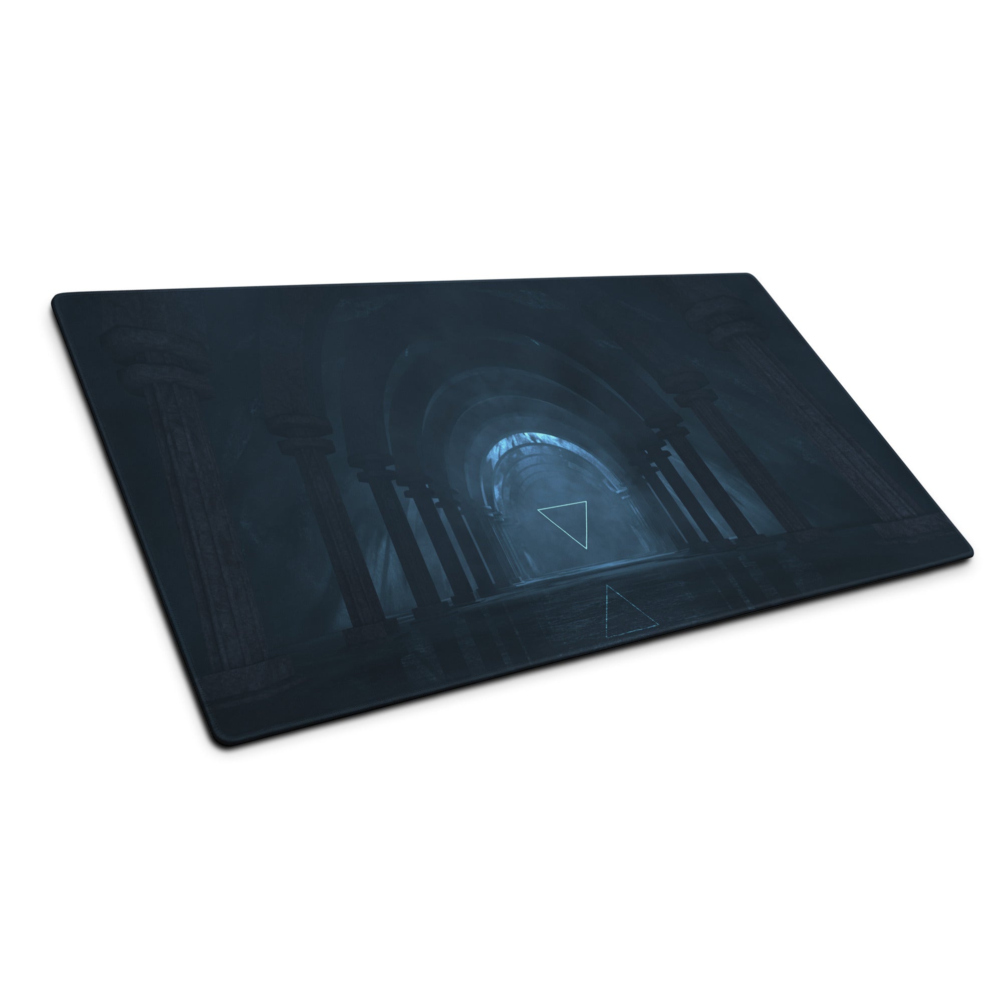 Midnight Blue Neon Geometry Mouse Pad - Gaming Mouse Pad Blue Neon Futuristic Moody Neon Tech Decor Cyberpunk