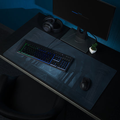 Midnight Blue Neon Geometry Mouse Pad - Gaming Mouse Pad Blue Neon Futuristic Moody Neon Tech Decor Cyberpunk