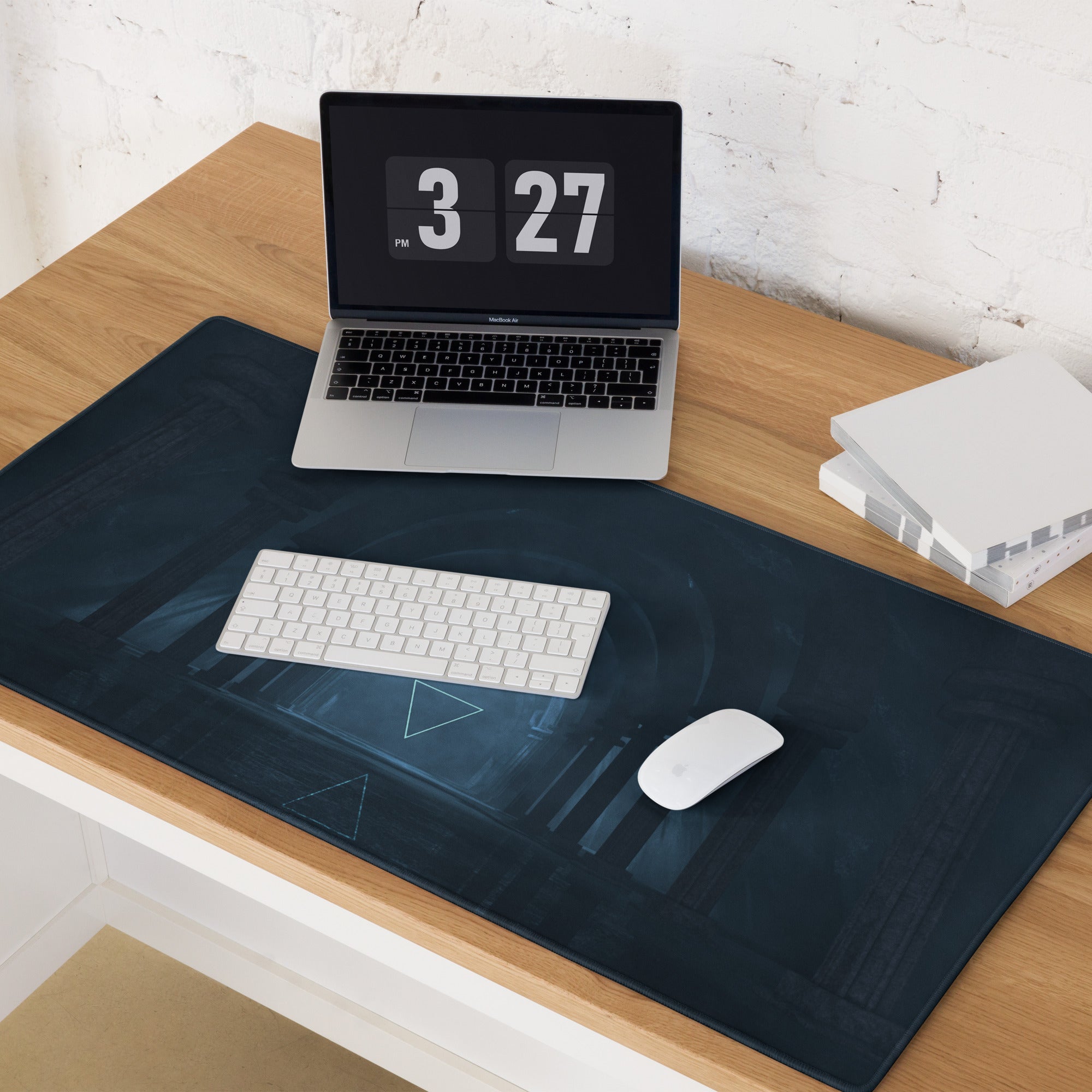 Midnight Blue Neon Geometry Mouse Pad - Gaming Mouse Pad Blue Neon Futuristic Moody Neon Tech Decor Cyberpunk