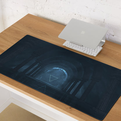Midnight Blue Neon Geometry Mouse Pad - Gaming Mouse Pad Blue Neon Futuristic Moody Neon Tech Decor Cyberpunk