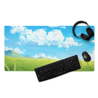 Skyscape Large Gaming Mouse Pad - Landscape Sky Blue Cloudy Nature Desk Mat For Gaming Calm Desk Decor Digital Art